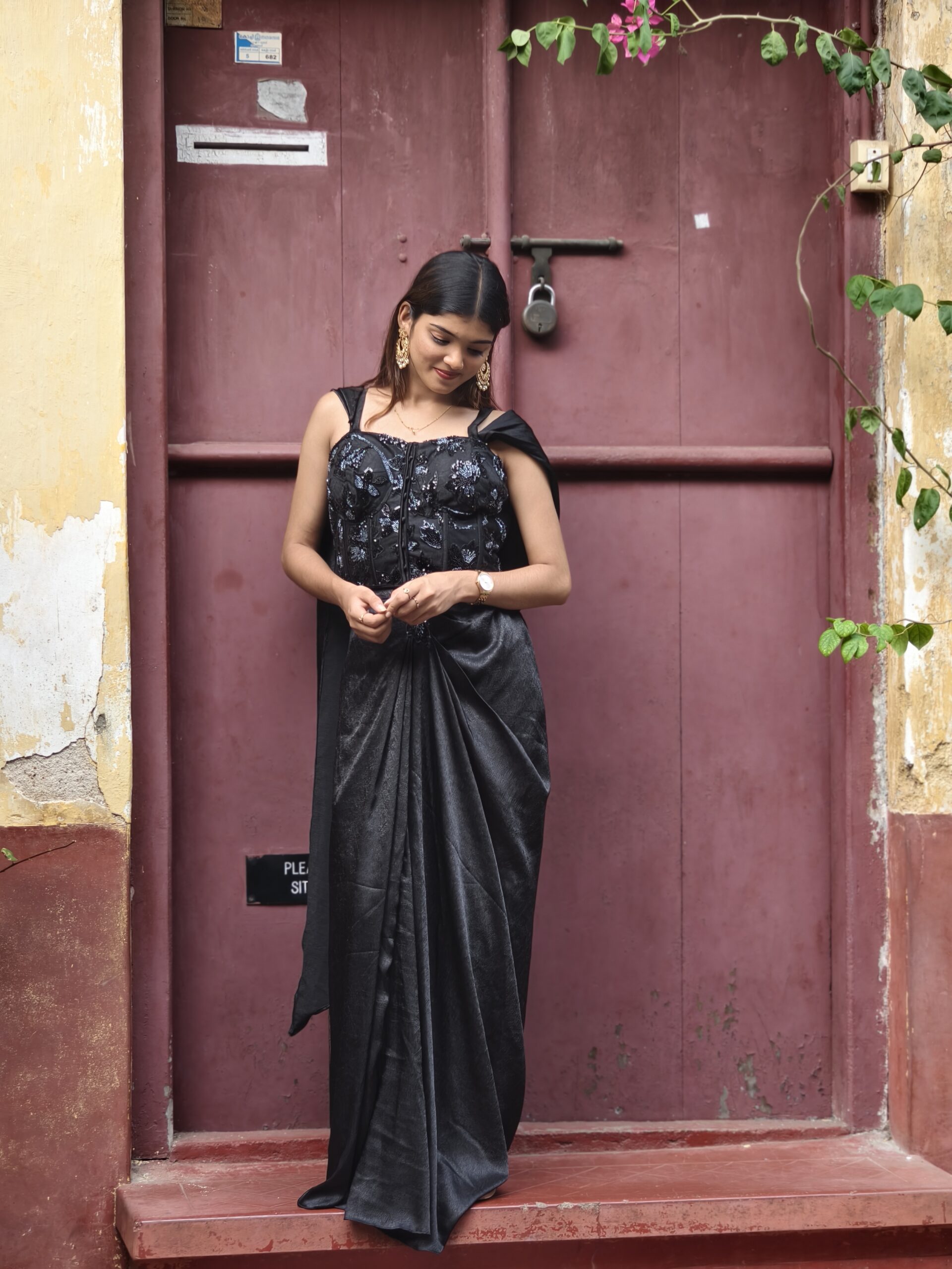 Chic black dhoti set