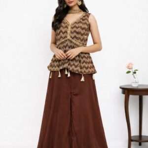 Earthy Elegance Peplum Palazzo Set