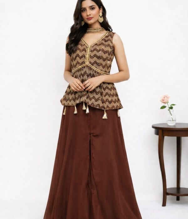 Earthy Elegance Peplum Palazzo Set