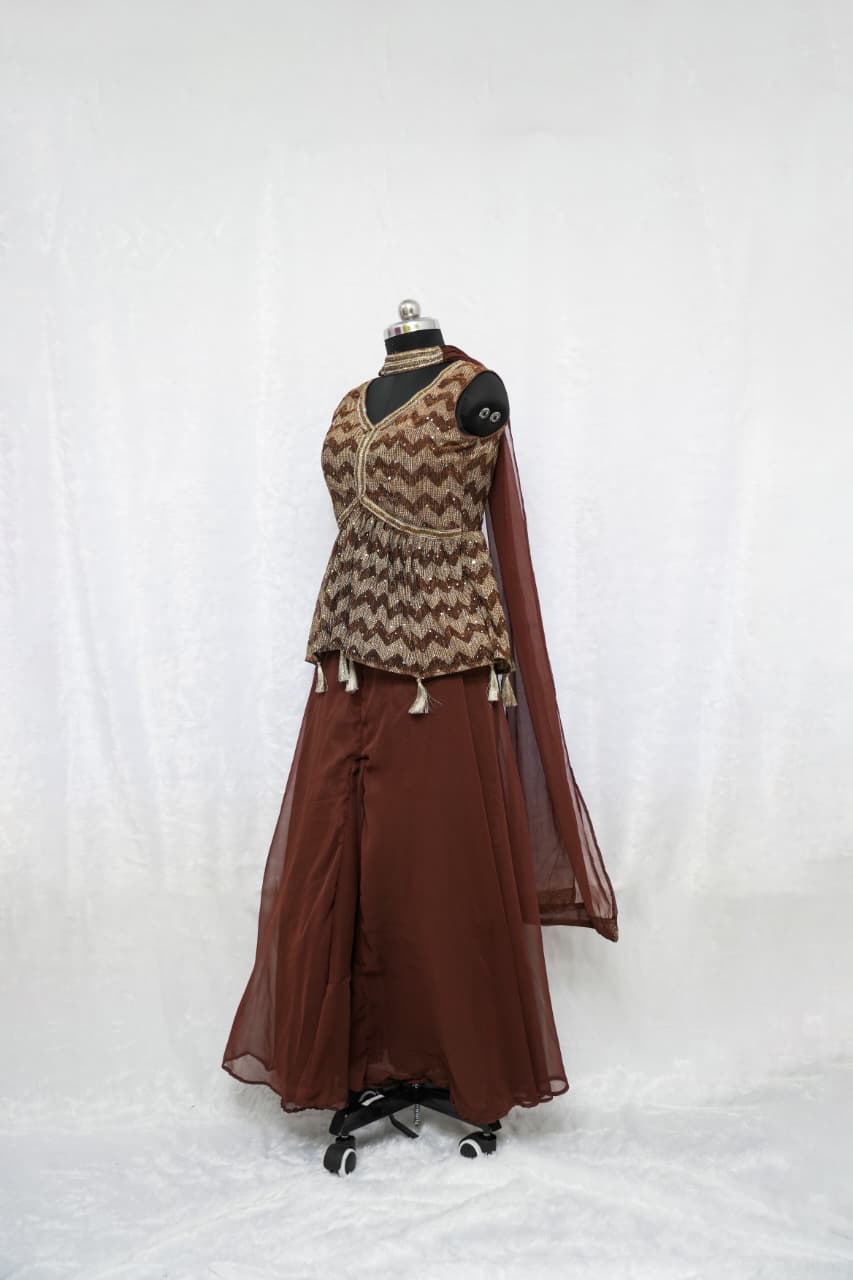 Earthy Elegance Peplum Palazzo Set - Image 2