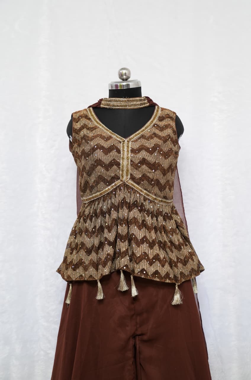 Earthy Elegance Peplum Palazzo Set - Image 3