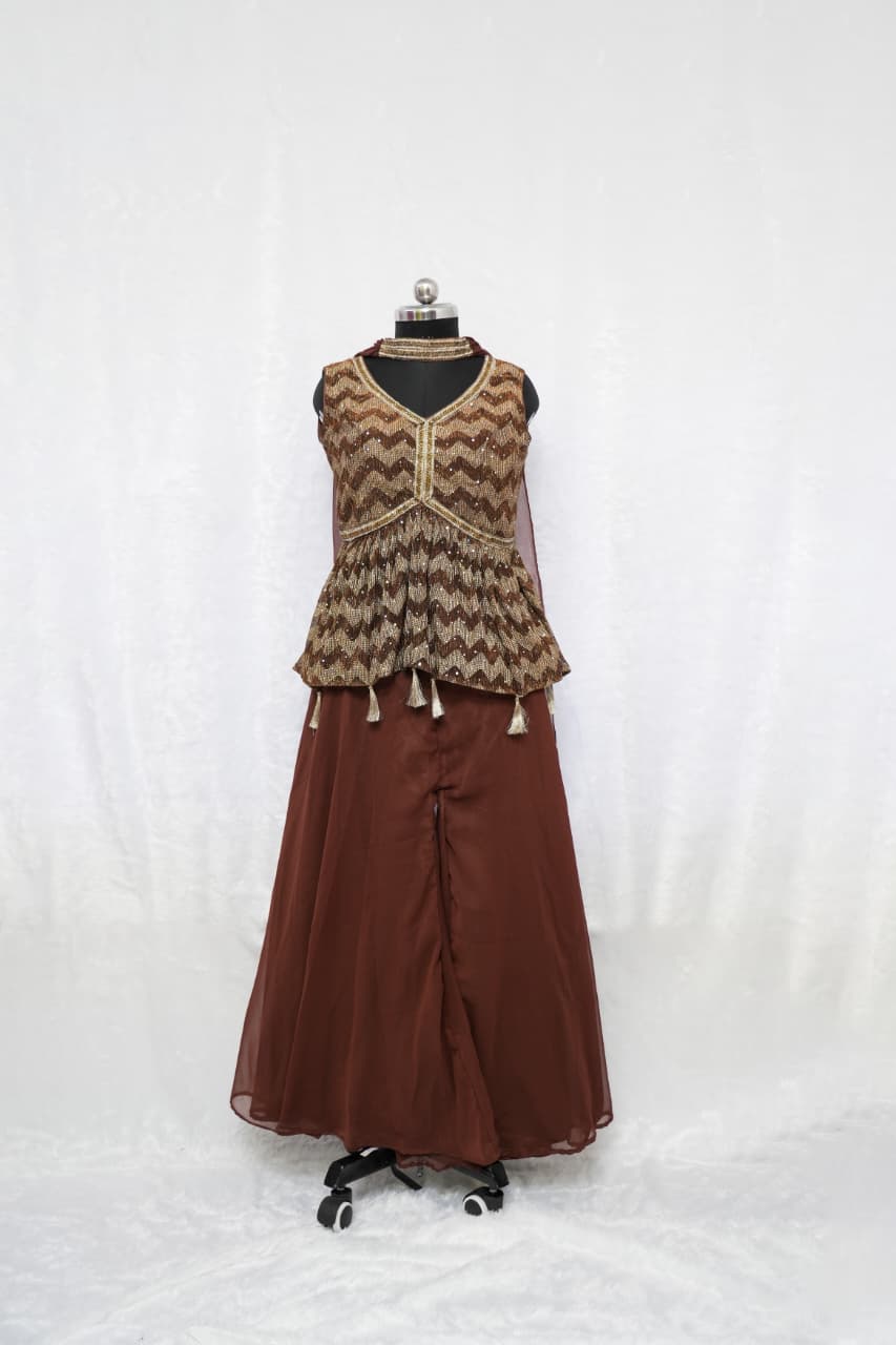 Earthy Elegance Peplum Palazzo Set - Image 5