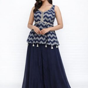 Midnight Blue Peplum Plazzo Set