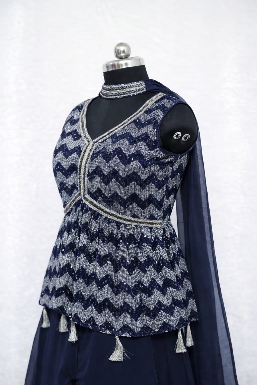 Midnight Blue Peplum Plazzo Set - Image 2