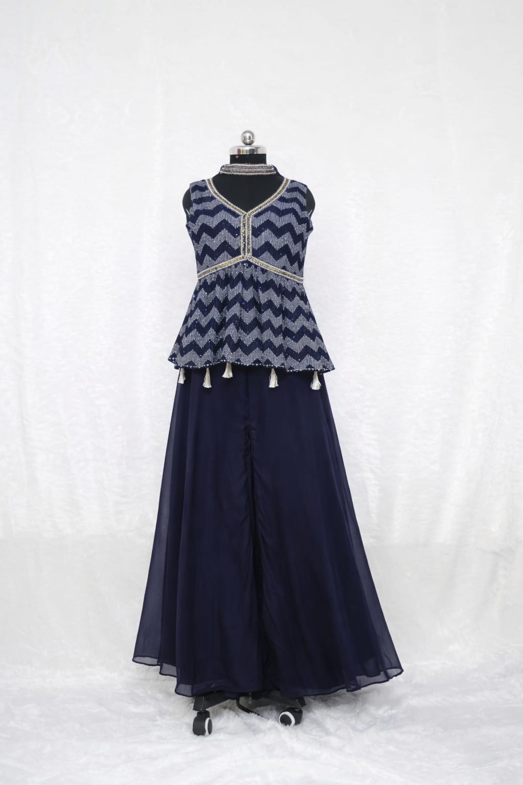Midnight Blue Peplum Plazzo Set - Image 3