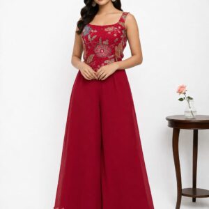 Festive Red Indo-Western Palazzo Set