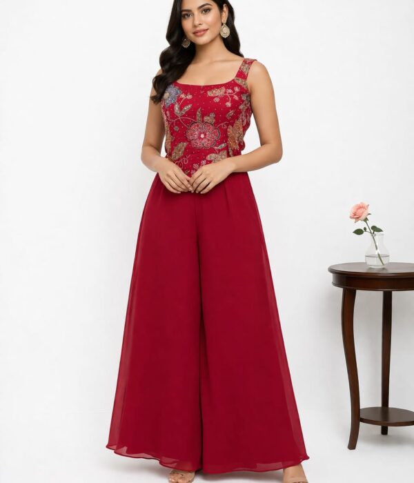 Festive Red Indo-Western Palazzo Set