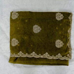 Designer Olive Green Saree with Blouse