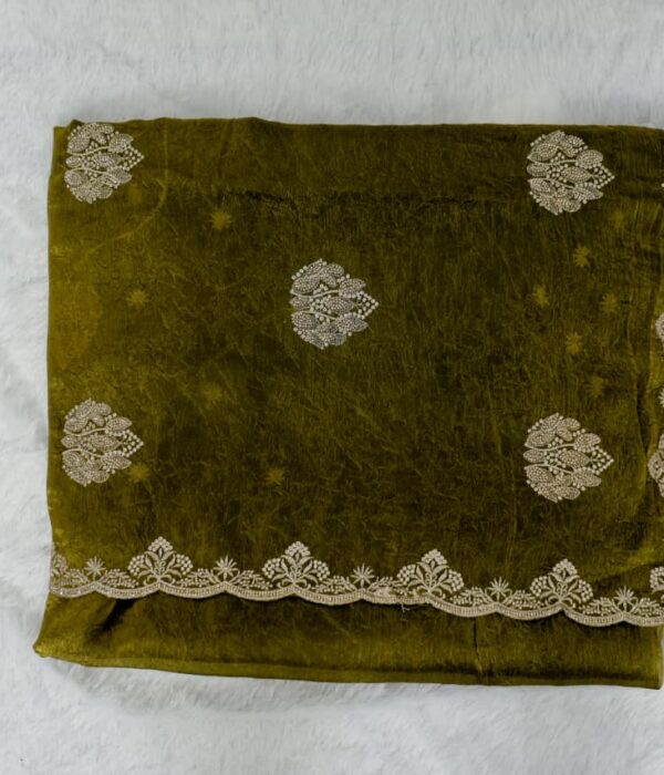 Designer Olive Green Saree with Blouse