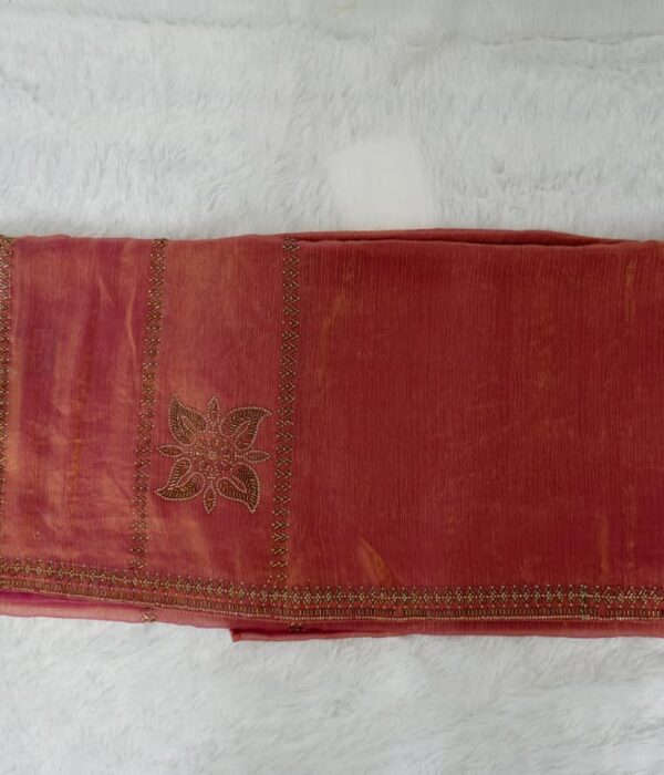 Designer Rust Orange Saree with Blouse