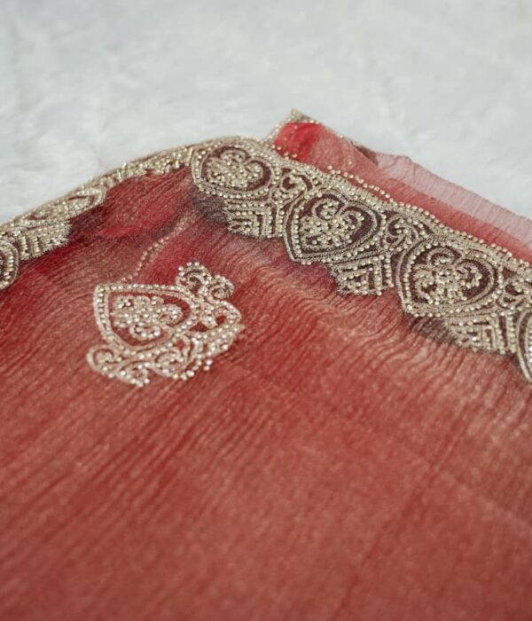 Designer Coral Peach Saree with Blouse