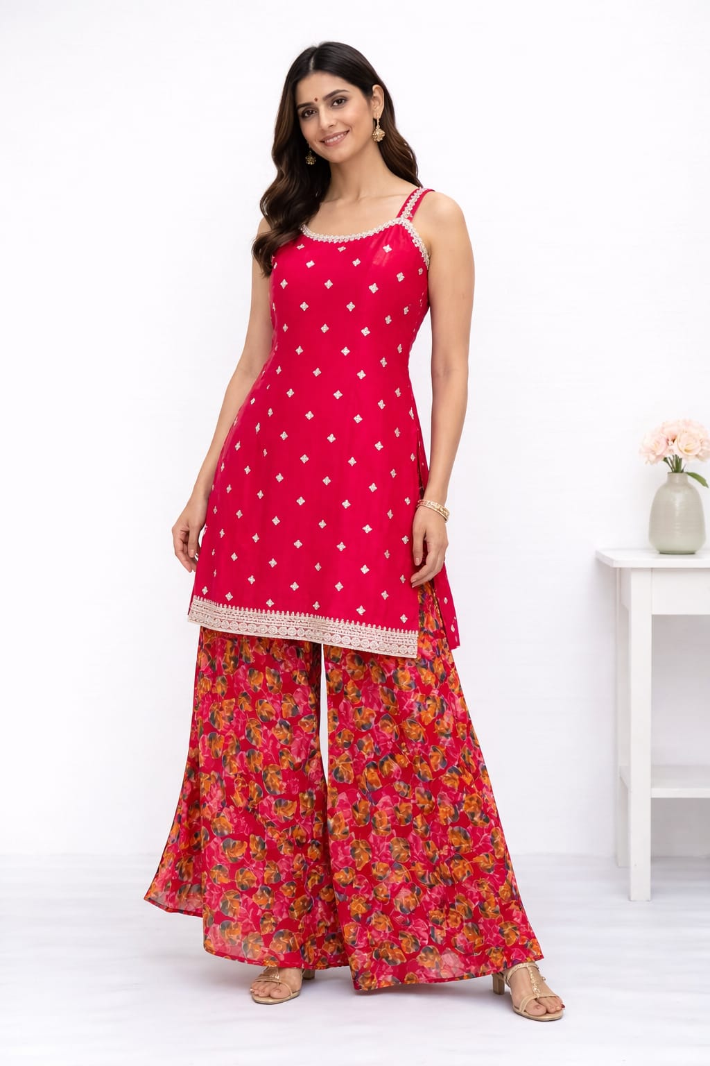 Crimson red palazzo set