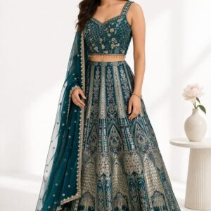 Royal Teal  Pure Silk Lehenga