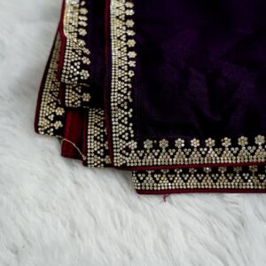 Designer Deep Wine Purple Saree with Blouse