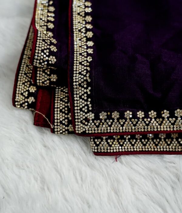 Designer Deep Wine Purple Saree with Blouse